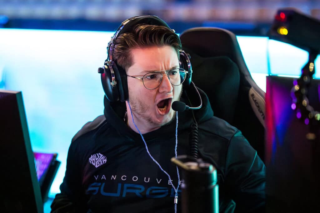 Image of Vancouver Surge Abuzah shouting while on stage at CDL Championship 2025