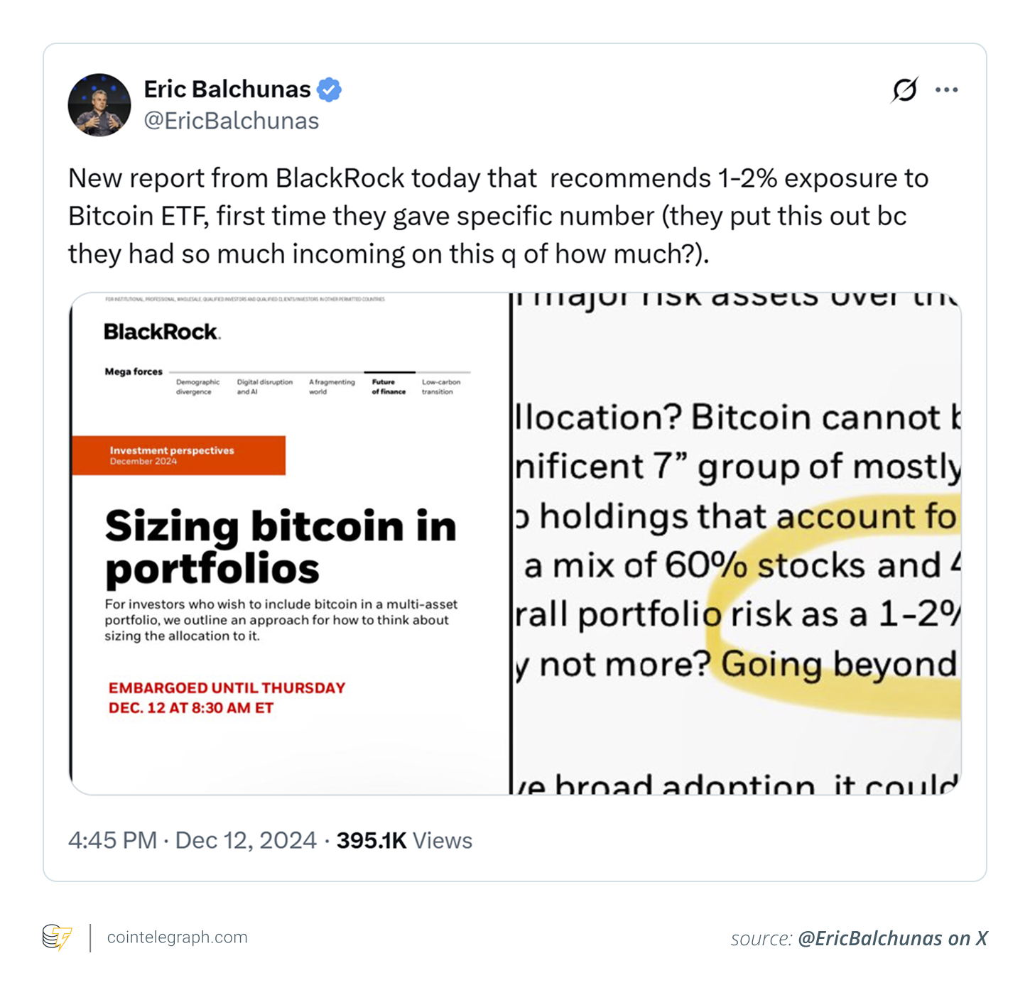 BlackRock on Bitcoin Portfolios BlackRock on Bitcoin Portfolios