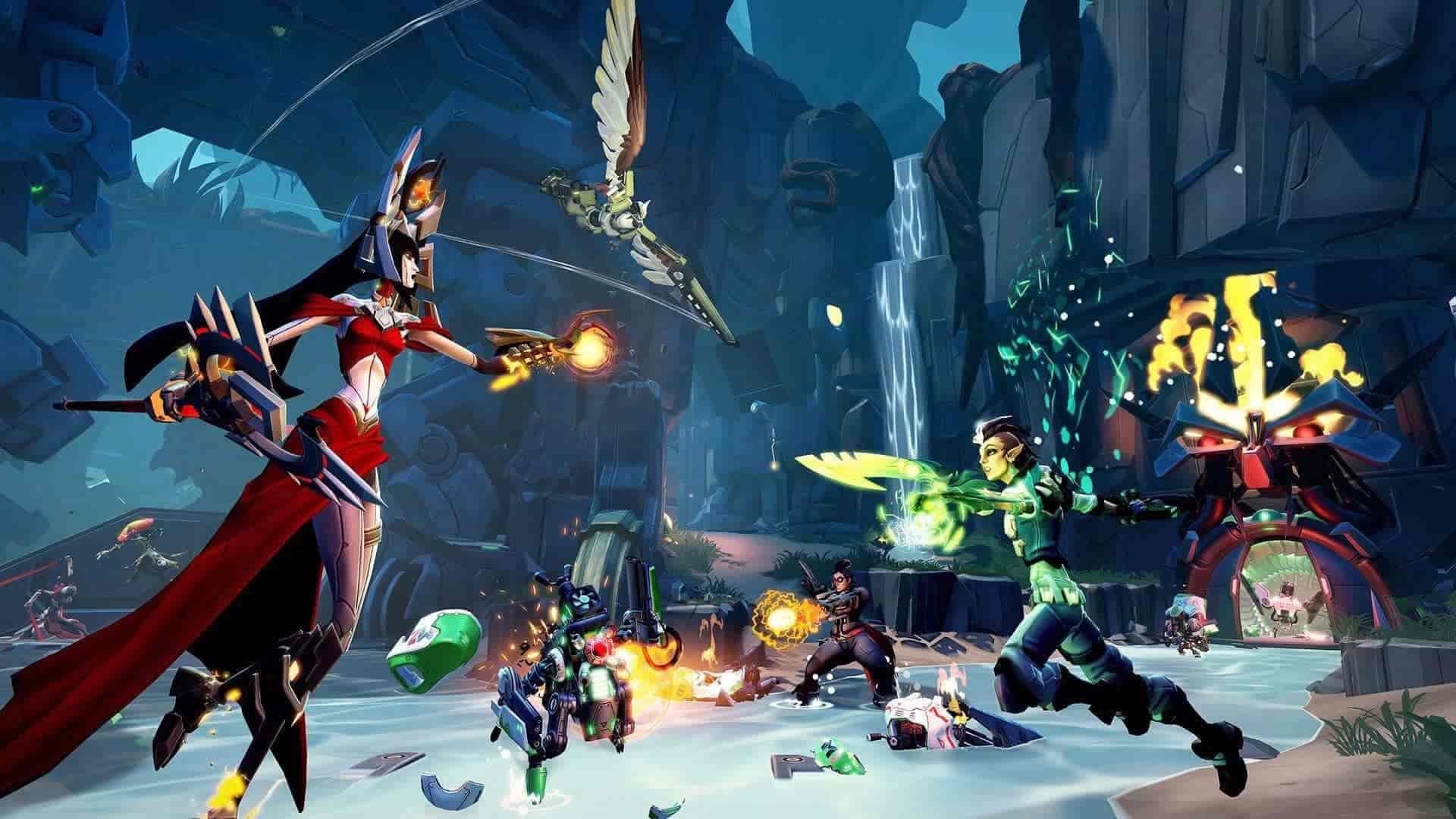 Battleborn game battle scene with fantastical characters in combat