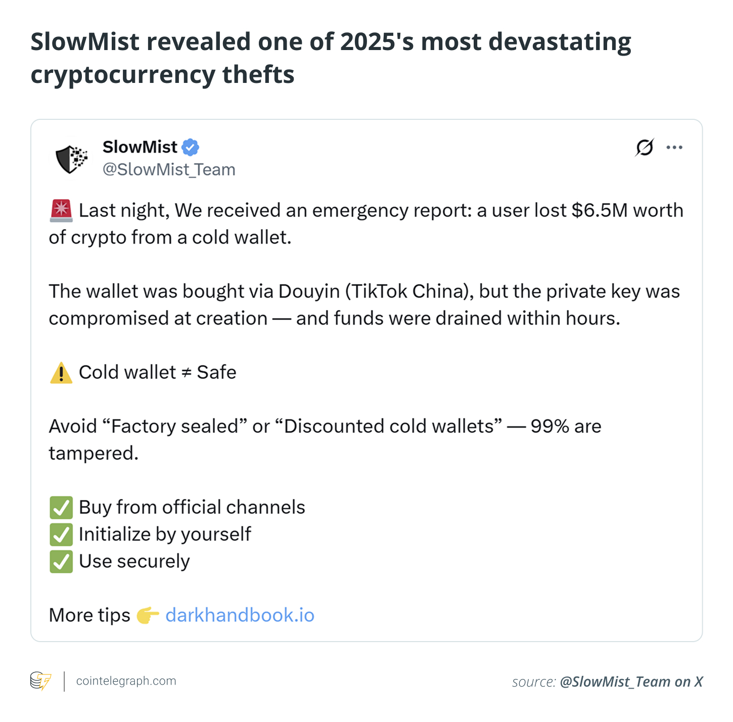 SlowMist revealed one of 2025's most devastating cryptocurrency thefts