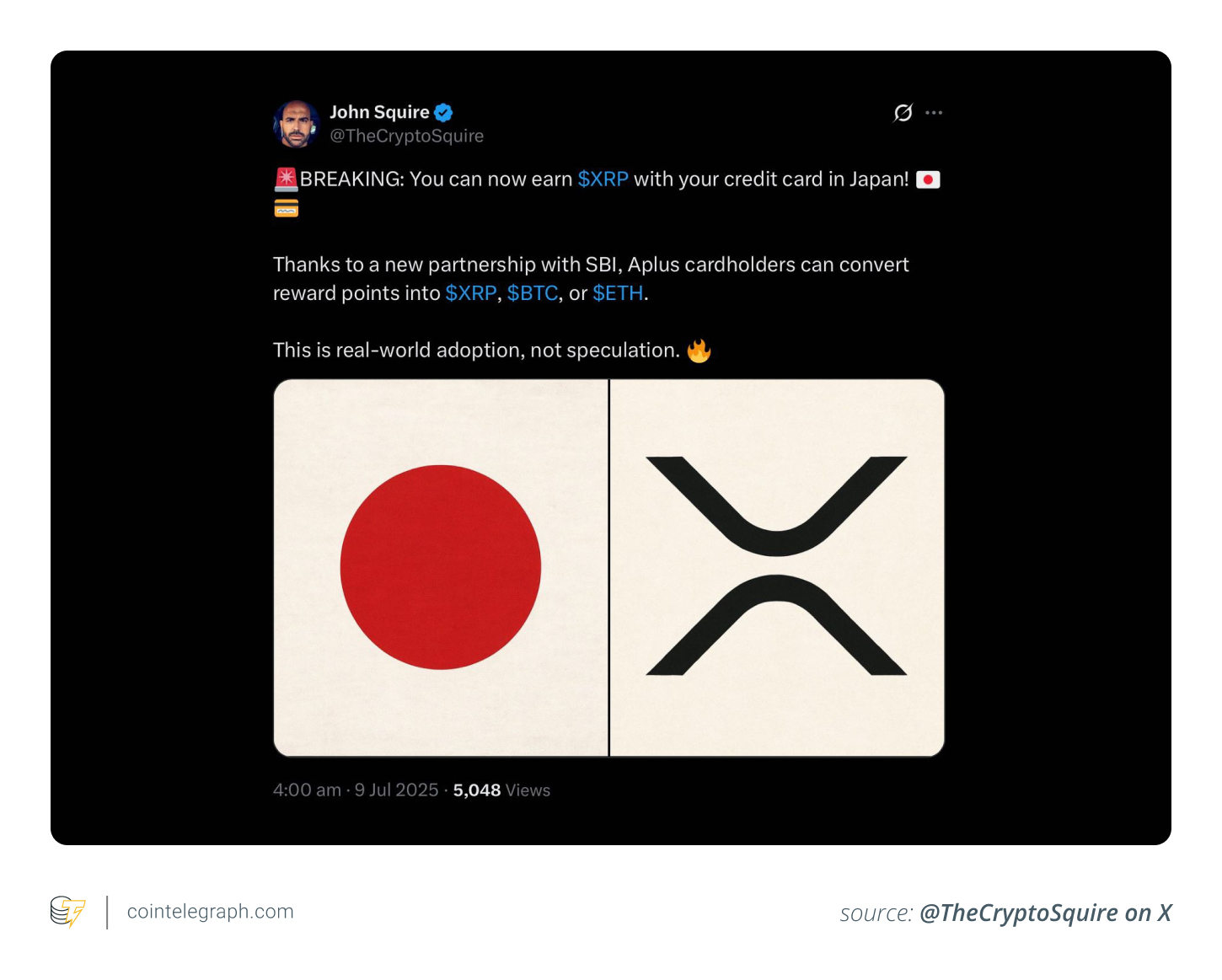 Japanese credit card holders can now XRP with reward points