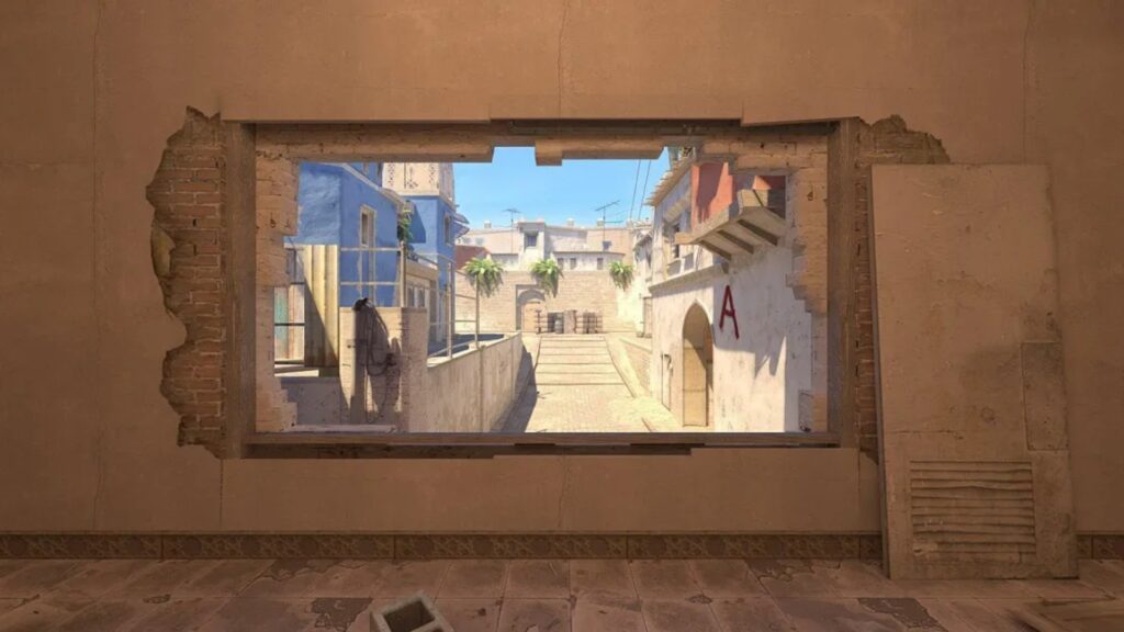 Image of Counter-Strike 2 map Mirage looking at mid from the window