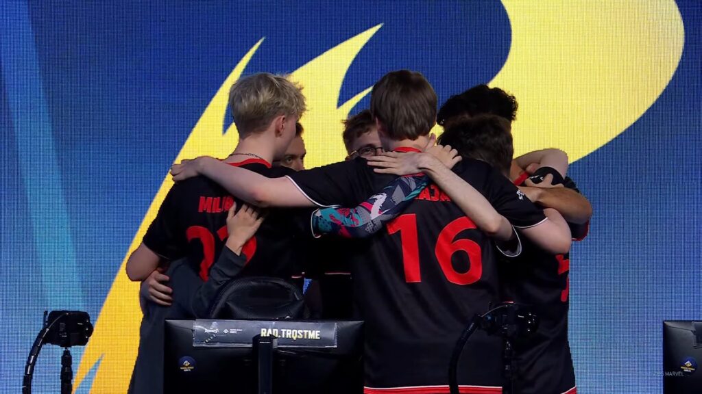 Marvel Rivals Ignite Rad EU team strategizing amid LAN match