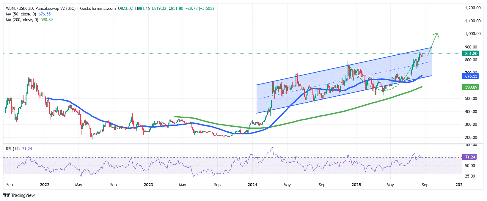 BNB/USD Chart Analysis Source: GeckoTerminal