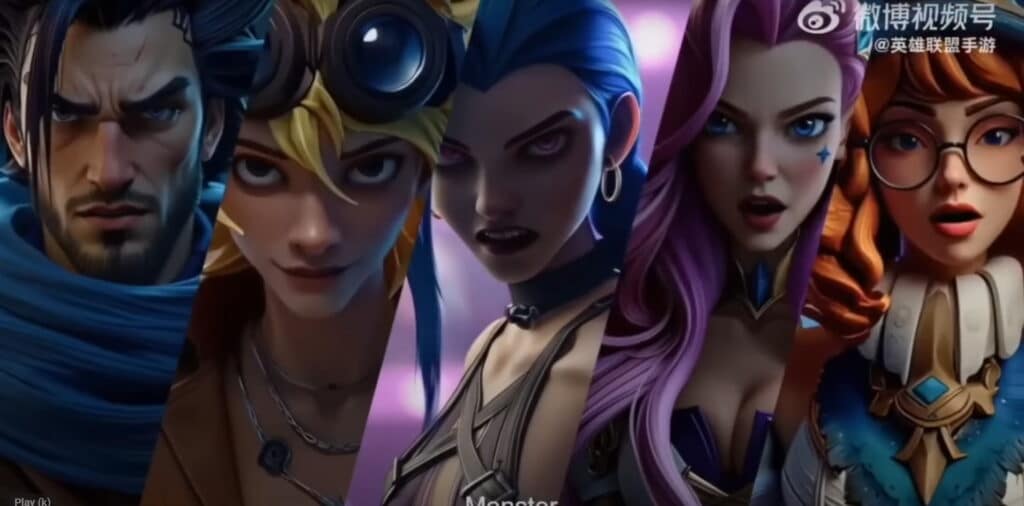 Five animated characters with distinct features, expressions, and outfits are set against a vibrant background