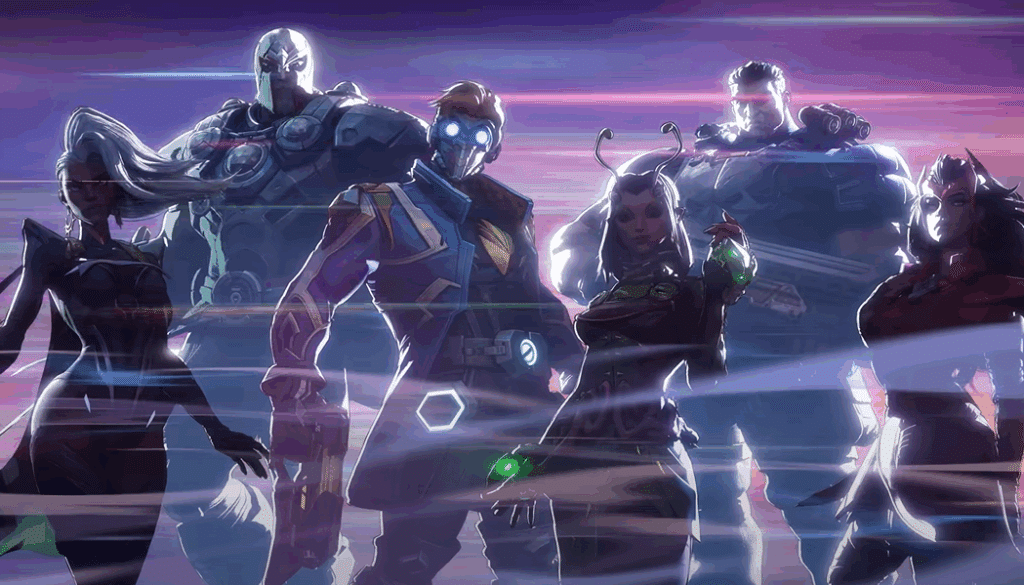 Marvel Rivals Star lord, Magneto, Storm, Scarlet Witch, Punisher, and Mantis