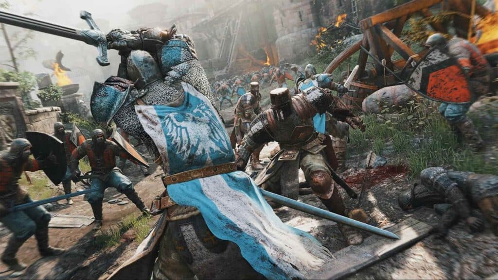 Knights battling in medieval battlefield from For Honor