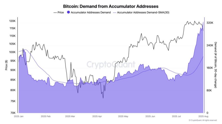 Bitcoin Demand from Accumulator Addresses | Source: Darkfost on X