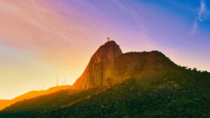 The famous statue Christ the Redeemer atop the mountain Rio