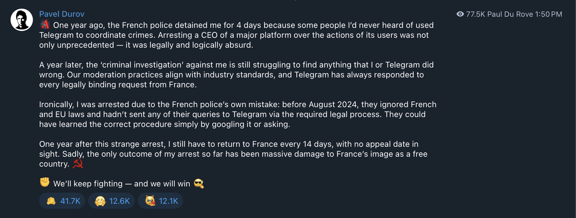 France, Privacy, Telegram, Censorship, Pavel Durov