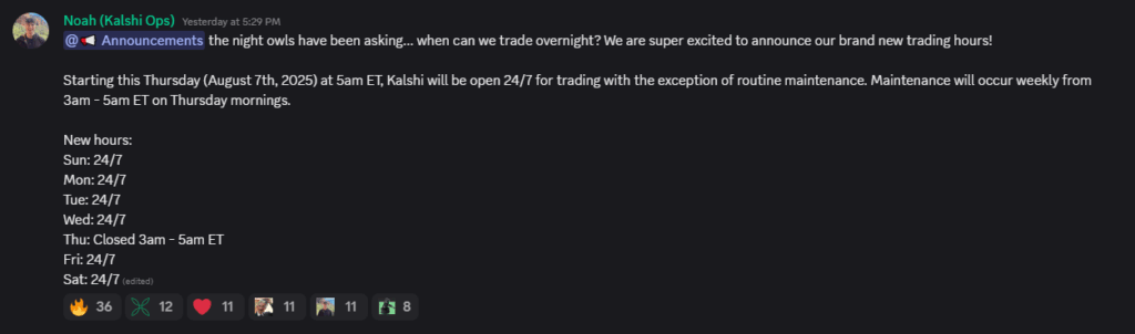 Kalshi 24/7 esports market announcement