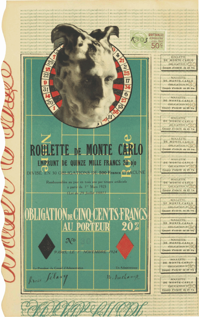 Monto Carlo bonds, by avant-garde artist Marcel Duchamp