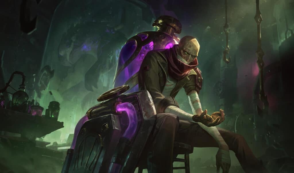 Singed Arcane Shimmer Lab skin artwork in League of Legends