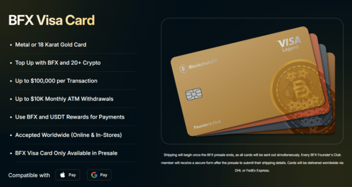 best-crypto-presales-amid-big-bitcoin-sell-off BlockchainFX has launched the BFX Visa Card for presale participants.