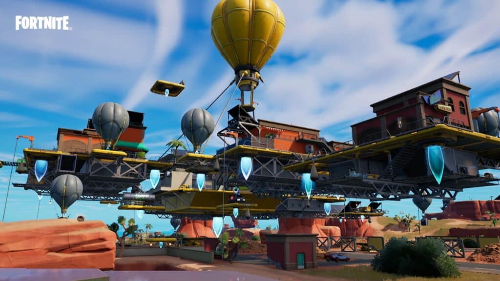 Floating city with balloons in Fortnite Resistance season