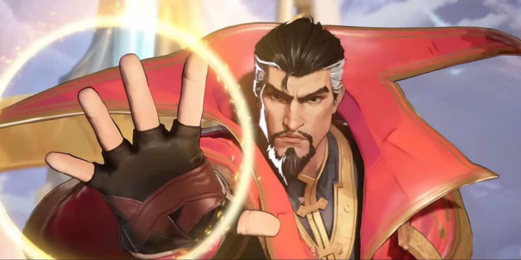 Doctor Strange casting spell with golden ring of magic