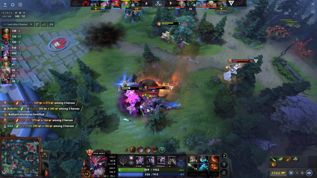 Void Spirit fighting multiple heroes in a TI14 match