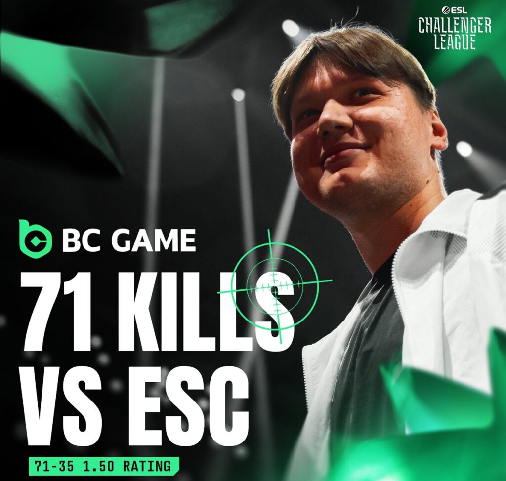 S1mple graphic after dropping 71 kills vs ESC Gaming for BC.Game