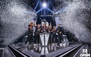 G2 Esports lift the BLAST Open London trophy at OVO Wembley Arena