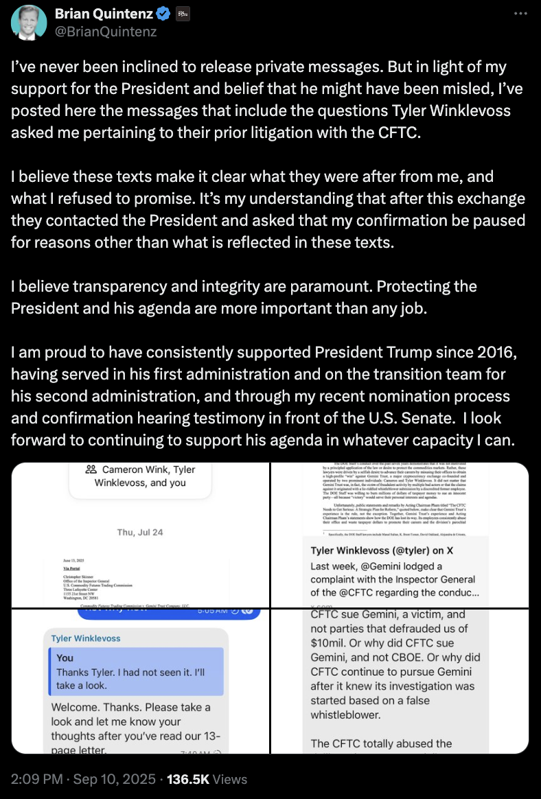 Government, CFTC, Gemini, Winklevoss Twins