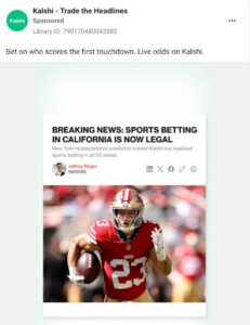 A Kalshi Facebook ad