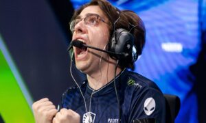 Team Liquid's in-game-leader nAts celebrating a victory 