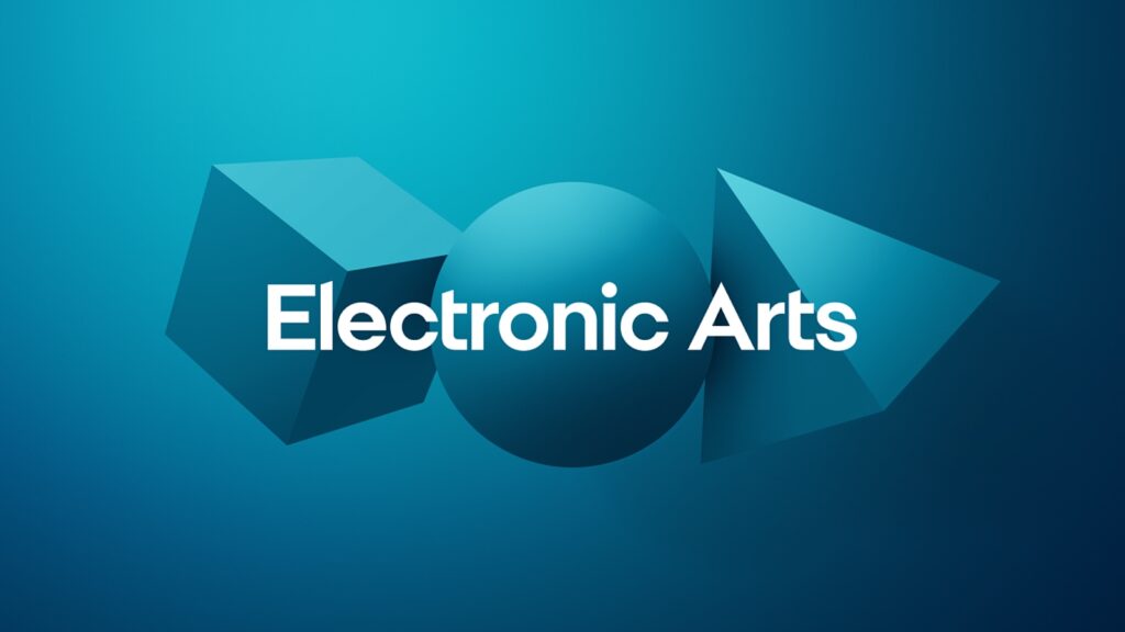 Electronic Arts logo with shape background