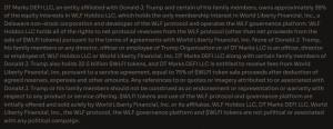 Disclaimer separating Trump and his family from the DeFi project
