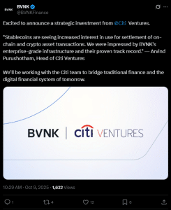 Citi acquires stake in BVNK