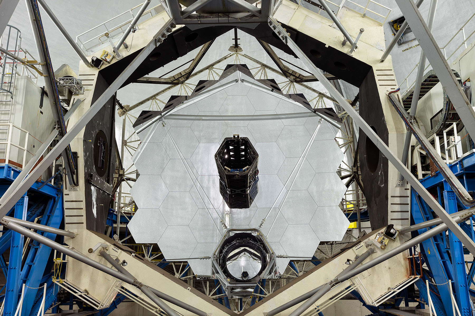 The Keck Observatory’s 10-meter primary mirror features a honeycomb structure with 36 individual mirror segments.