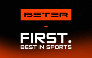 Graphic for the BETER x FIRST Best in Sports announcement with company logos. 