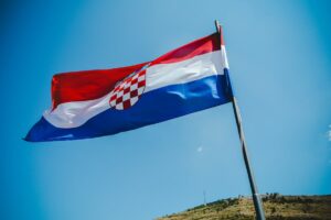 Croatia flag against blue sky background