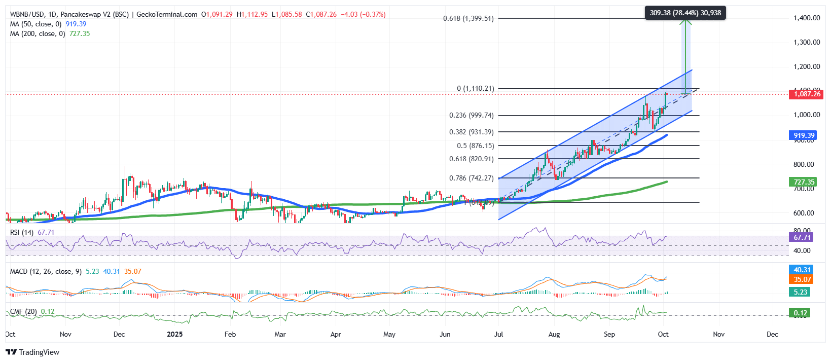 BNB/USD Chart Analysis Source: GeckoTerminal
