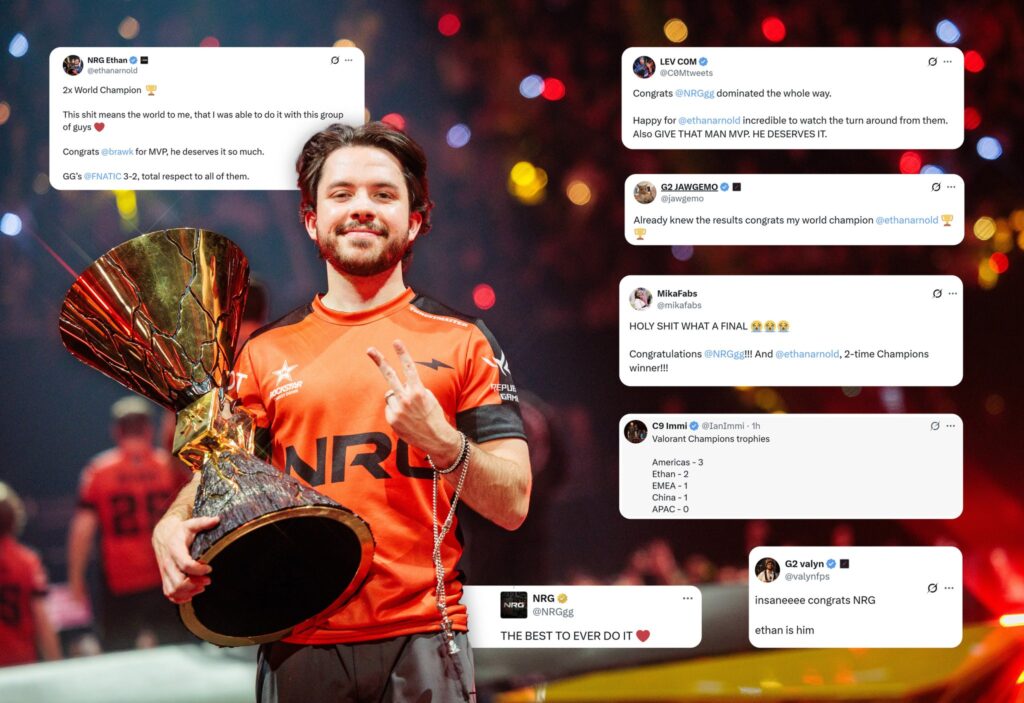 Social media posts about Ethan as the two-time Valorant world champion