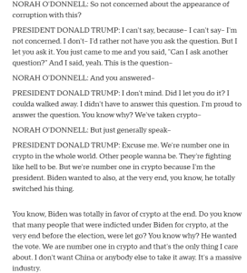 An excerpt of the question that was asked to Trump